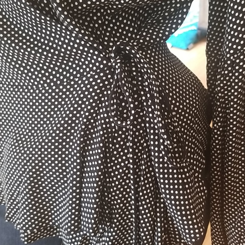 Maeve by Anthropologie polka dot Ingrid Balloon sleeve wrap peplum blou… - Picture 6 of 16